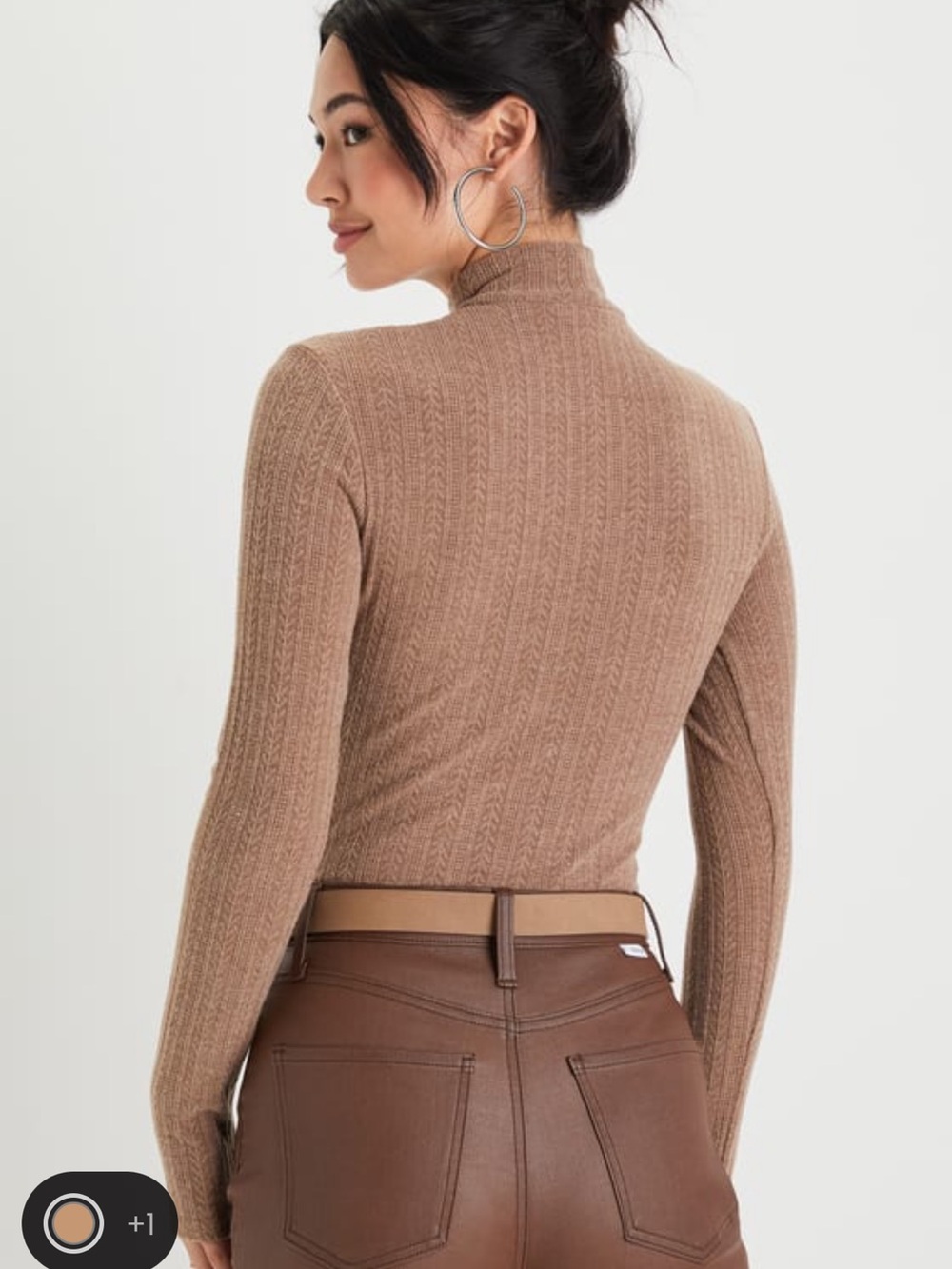 Lulus Darling Inclination Brown Pointelle Long Sleeve Bodysuit - Size L - Picture 3 of 9